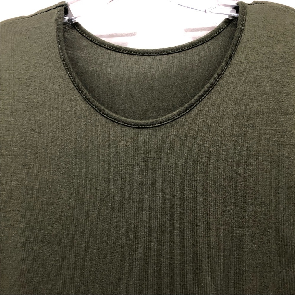 Maxi Dress Cap Sleeve Crew Neck with Elastic Waistline W Size 2XL Moss Green - Picture 2 of 11